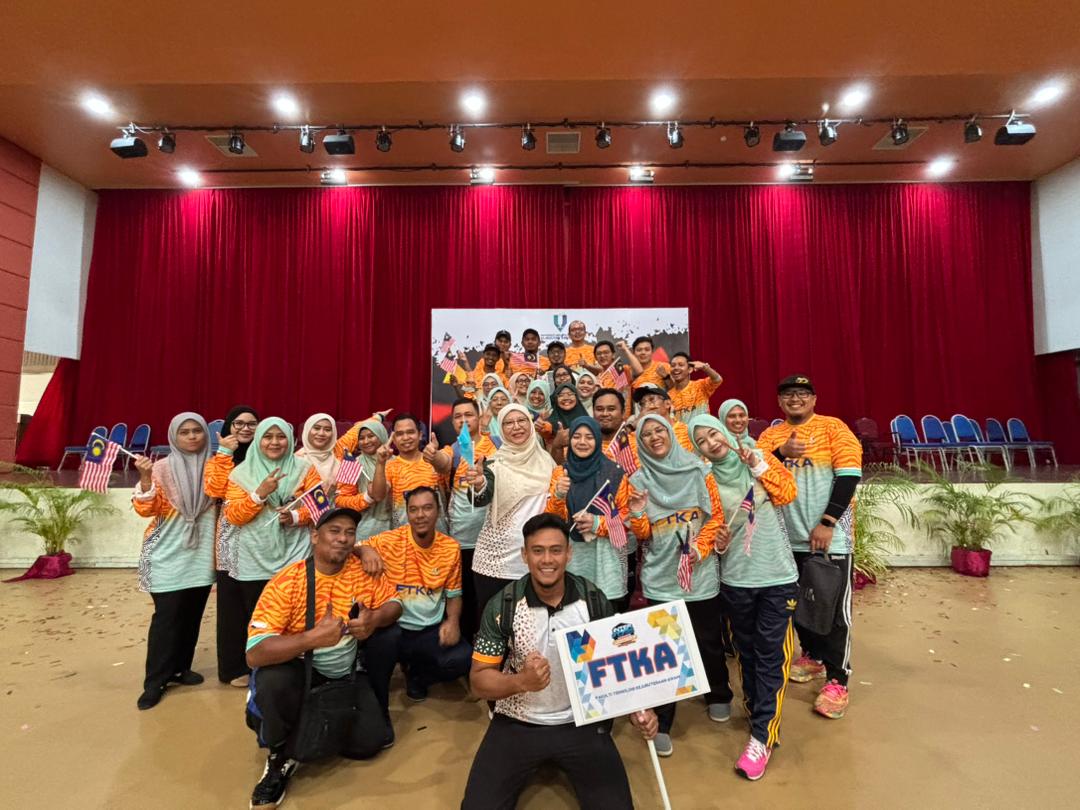 Majlis Perasmian Kejohanan Sukan Staf Antara Jabatan (INTER-PTJ) 2025 Universiti Malaysia Pahang Al-Sultan Abdullah yang akan berlangsung pada 29 Julai sehingga 3 Ogos 2025 bertempat di UMPSA Gambang dan Pekan. Semoga berjaya team FTKA!